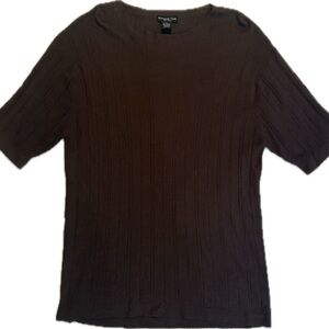 Vintage Kenneth Cole Chocolate Knit Short Sleeve Top Sz Large